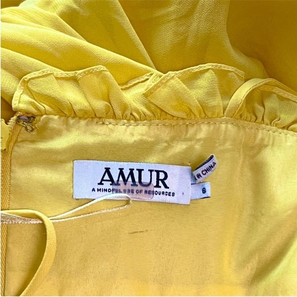 AMUR Pleated Chiffon Square Neck Sleeveless Side Cutout Ruffled Maxi Gown 6 - Picture 9 of 13